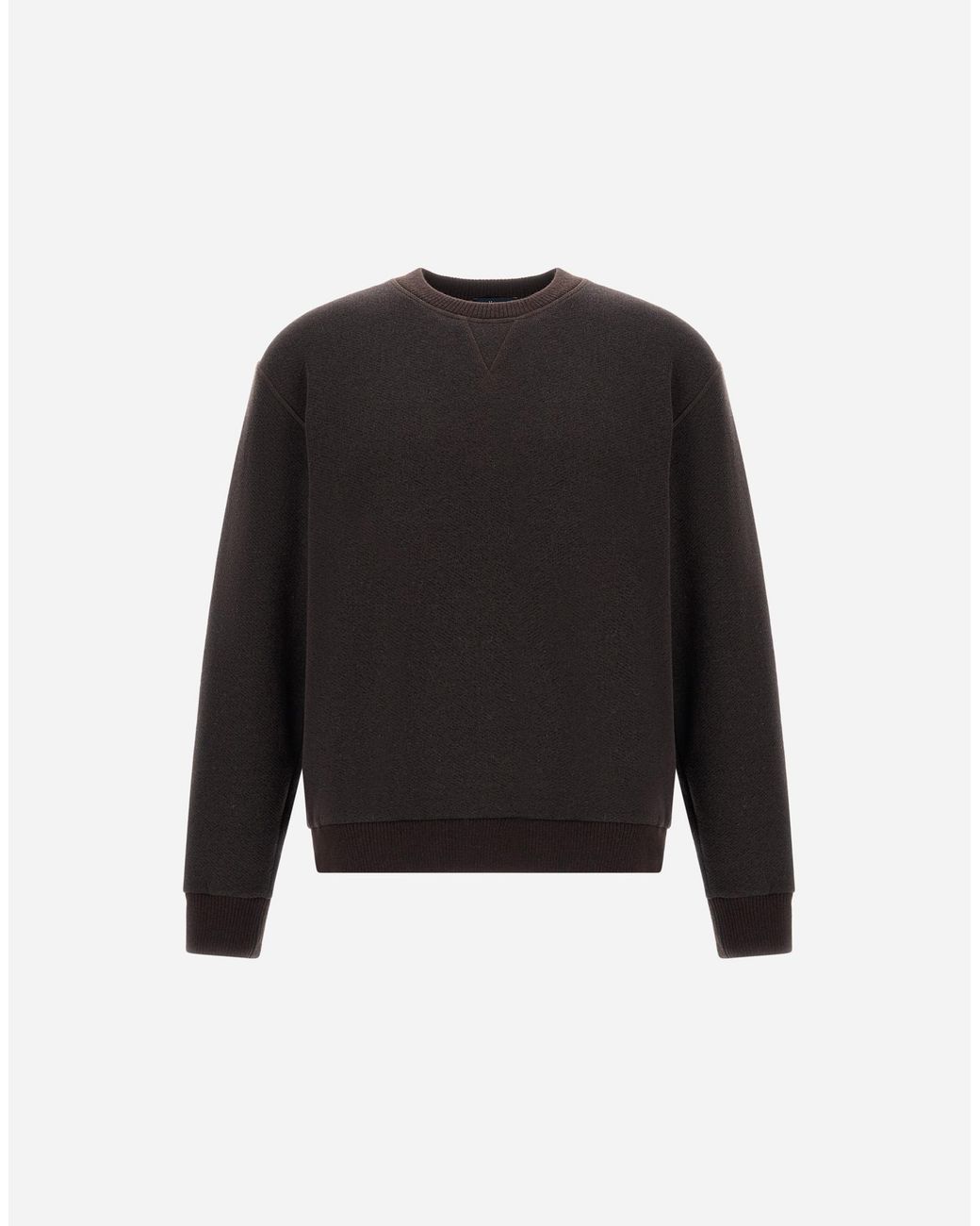 Herno Black Cotton And Wool Crew-Neck Sweatshirt for men