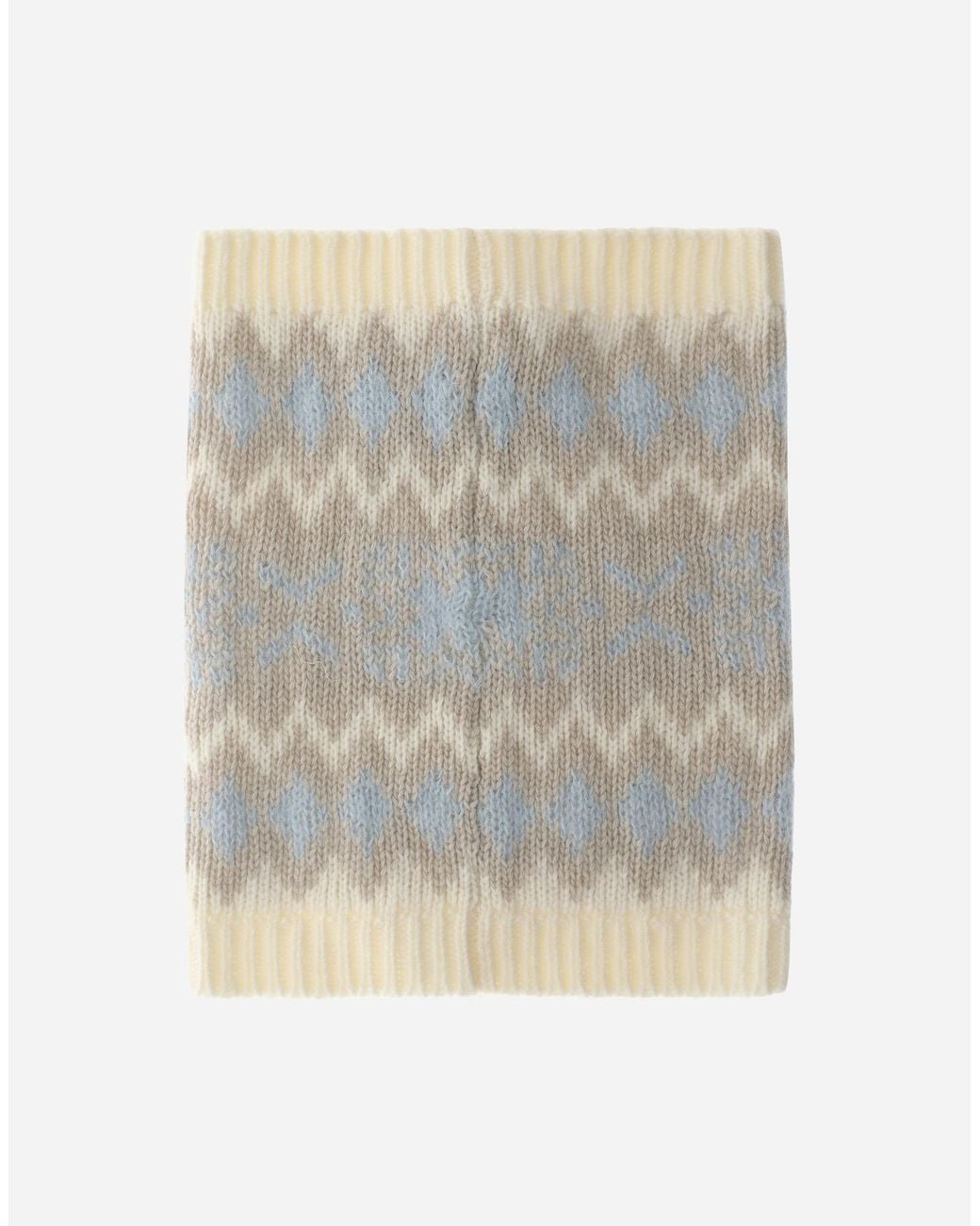 Herno Gray Mohair Neck Warmer With Norwegian Pattern
