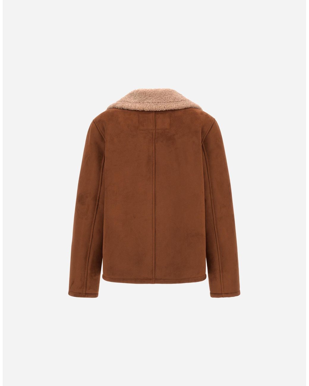 Herno Brown Shearling-Effect Pea Coat