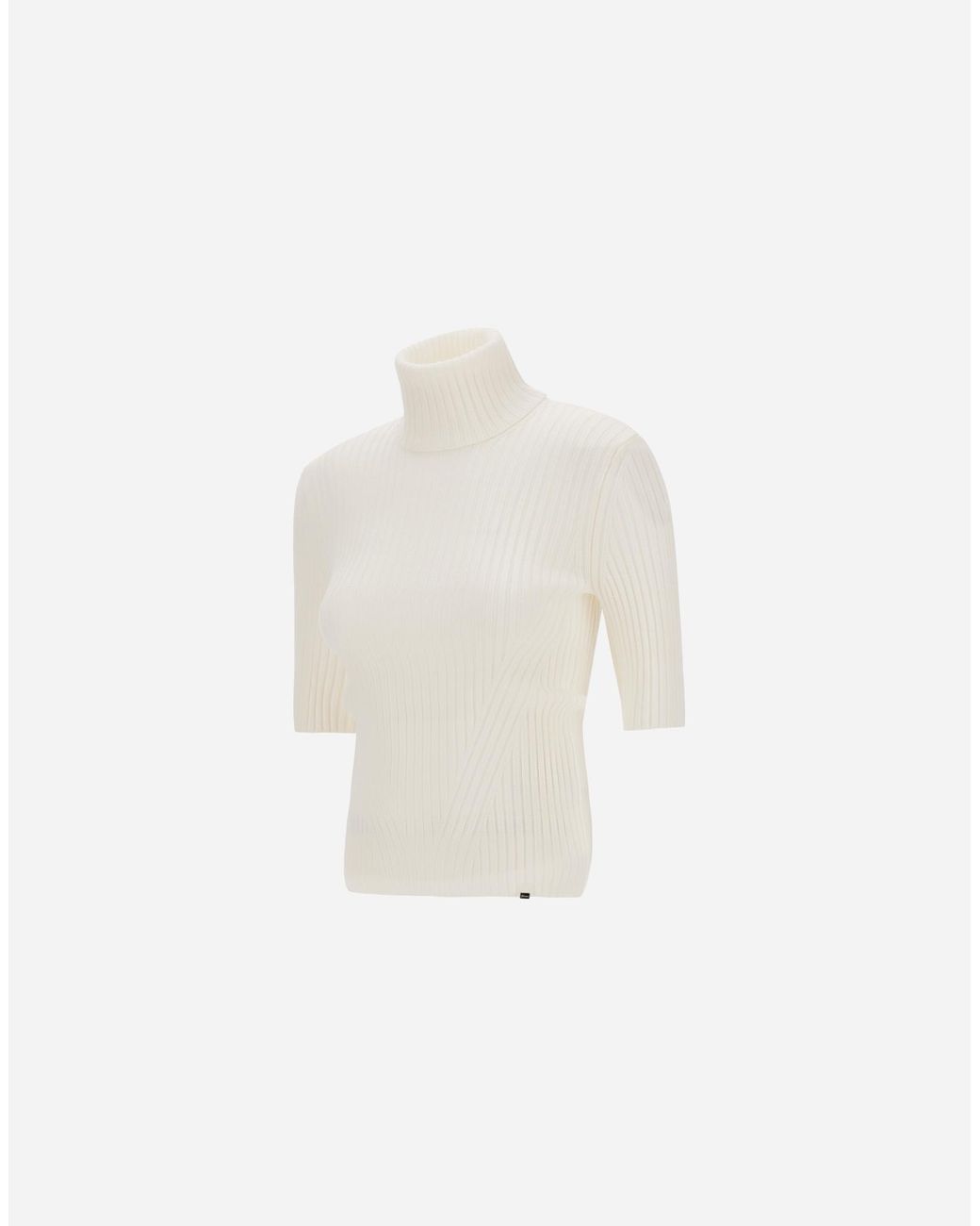 Herno White Ribbed Wool Turtleneck