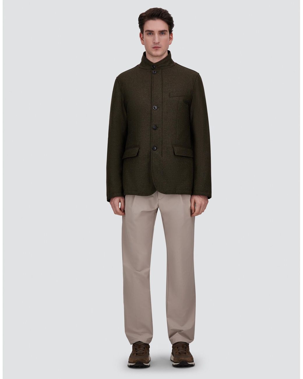 Herno Green Wool, Silk And Suede Effect Jacket for men