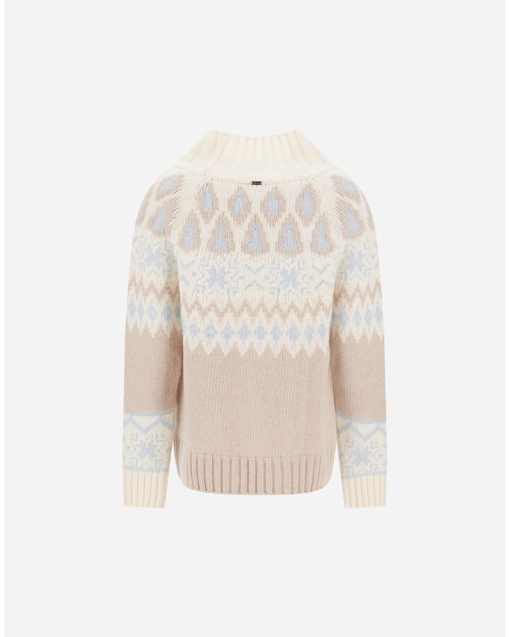 Herno White Mohair Jumper With Norwegian Pattern