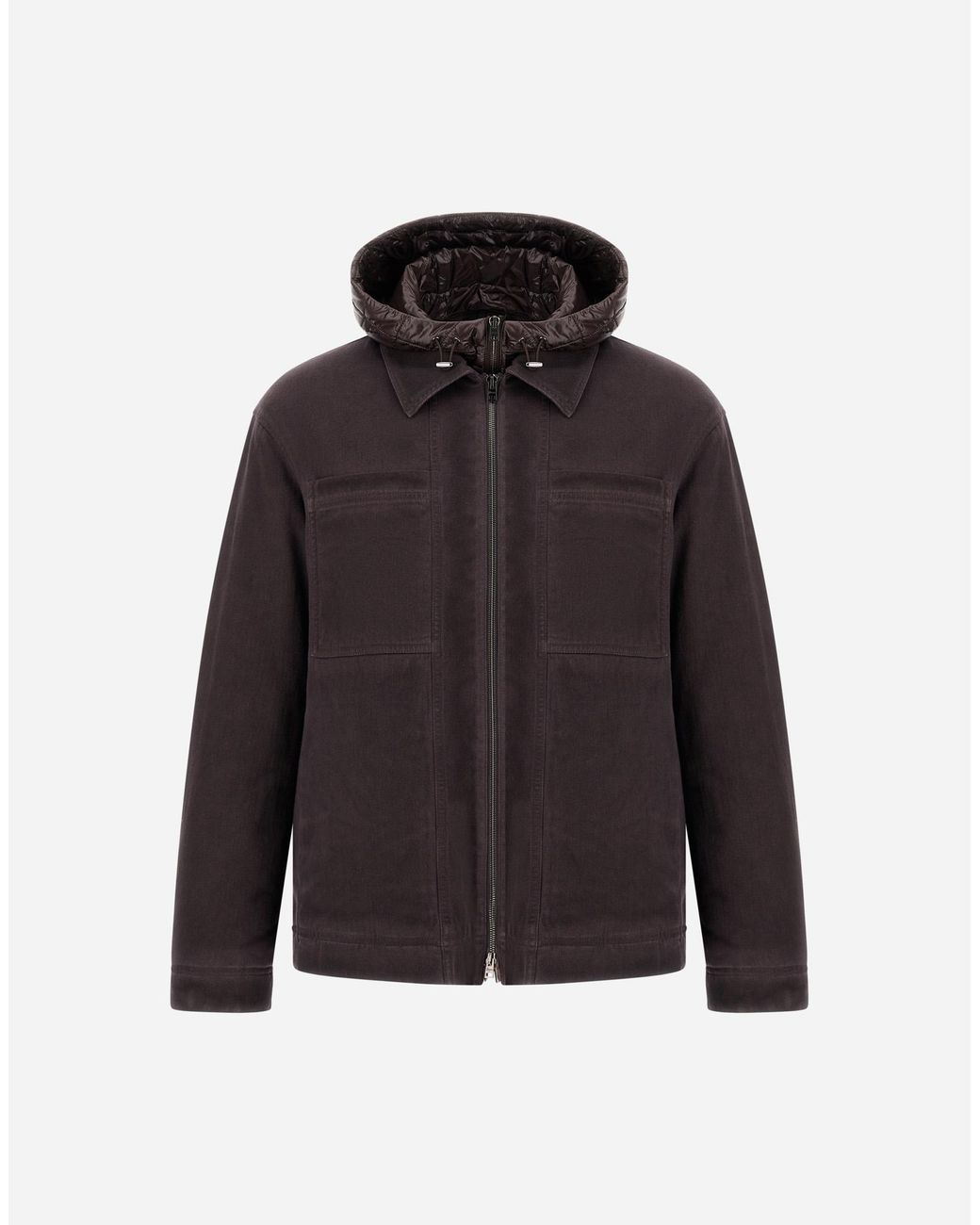 Herno Brown Denim-Effect Gabardine And Nylon Ultralight Jacket for men