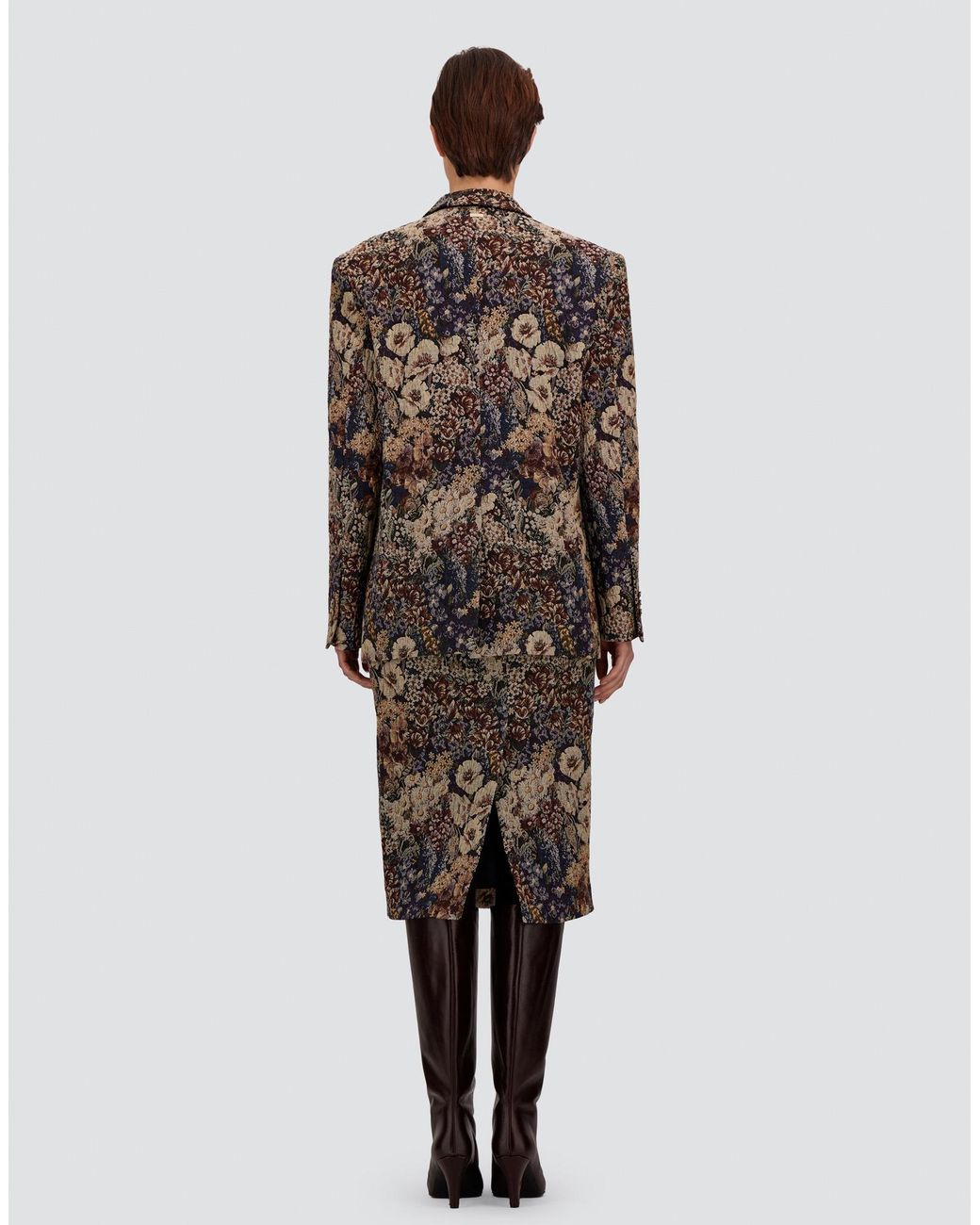 Herno White Jacquard Skirt With Floral Motif
