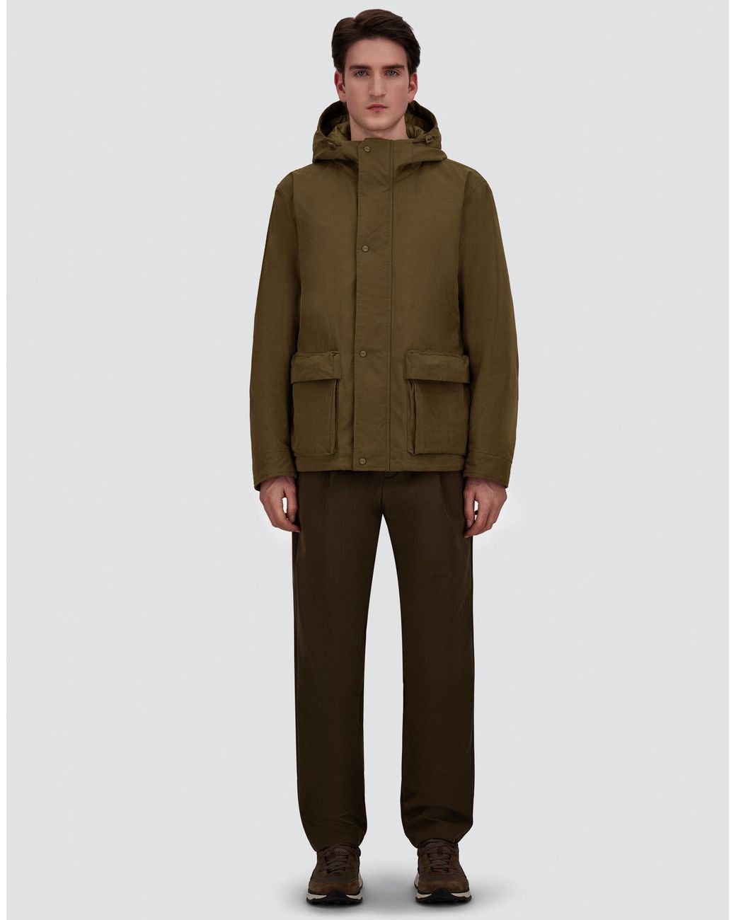 Herno Green Waxed Cotton-Blend Jacket for men