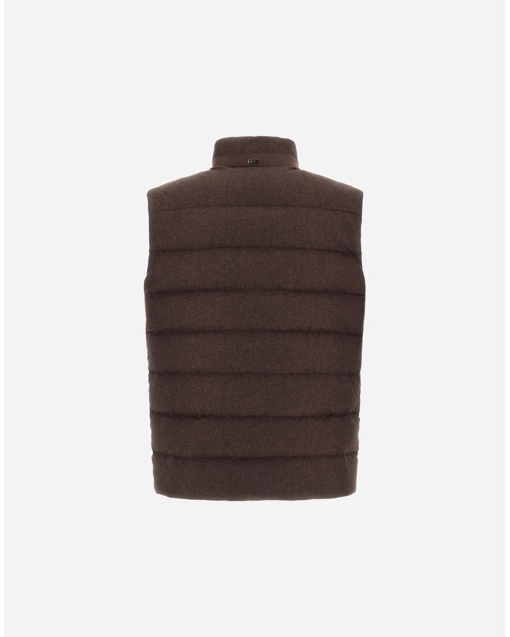 Herno Brown Cashmere And Silk Vest With Monogram for men