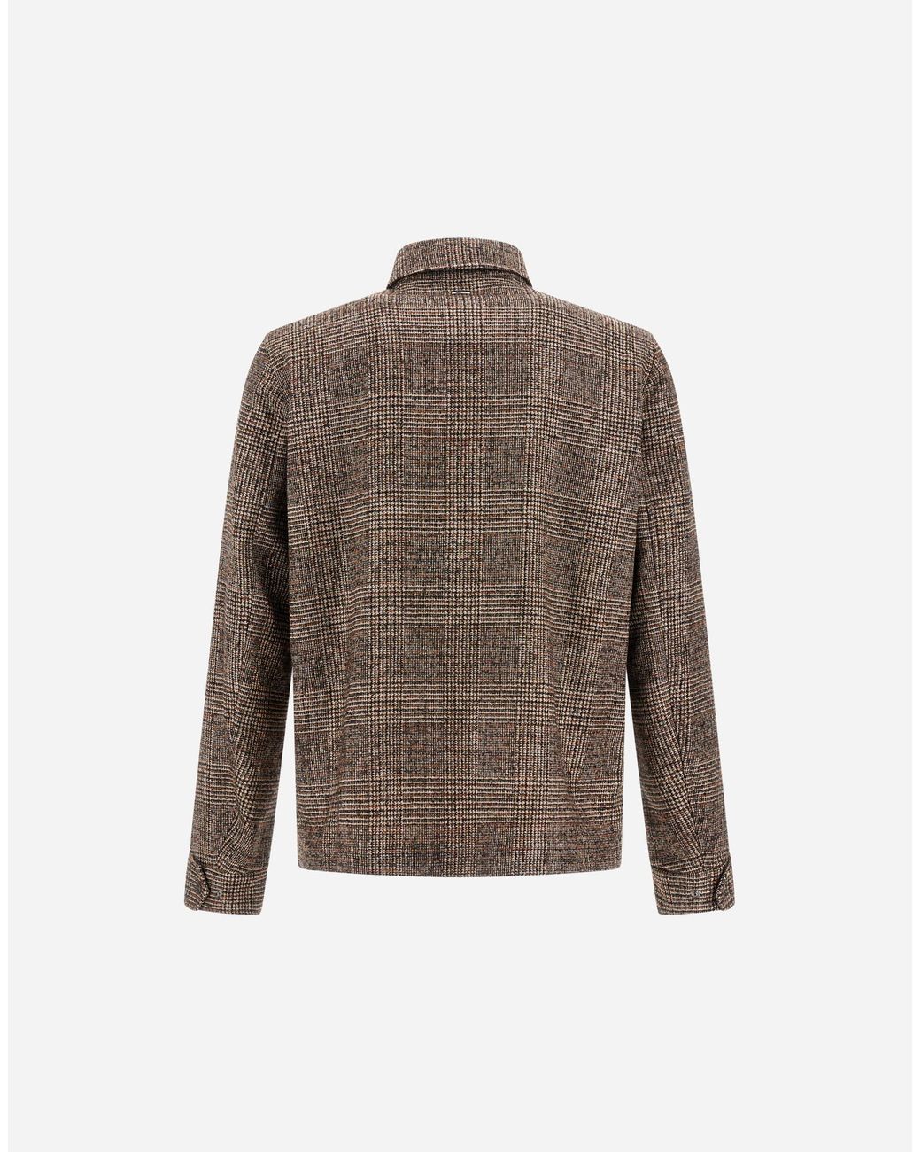 Herno Brown Alpaca And Wool Shacket With Check Pattern for men