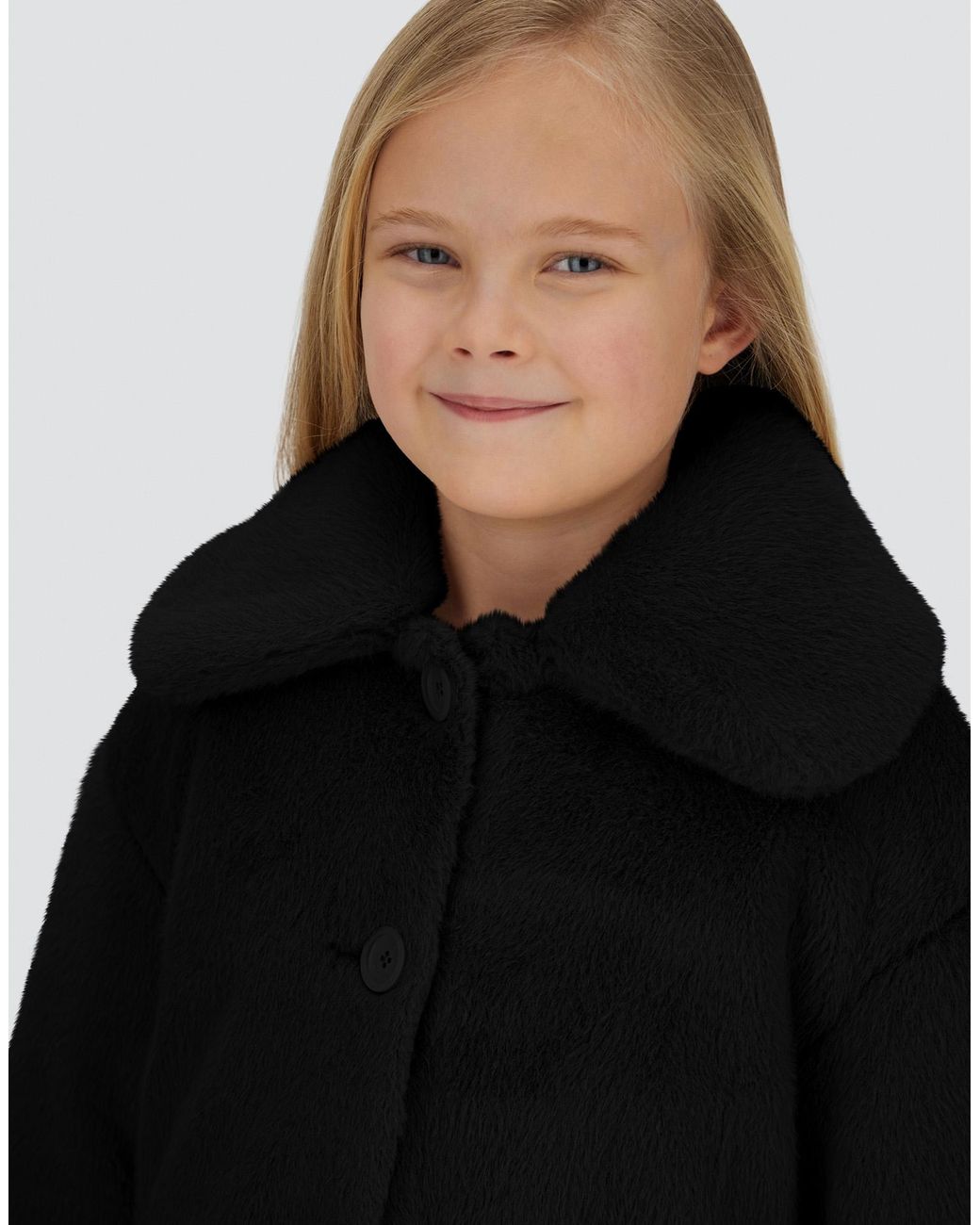 Herno Black Beaver-Effect Fur-Touch Coat