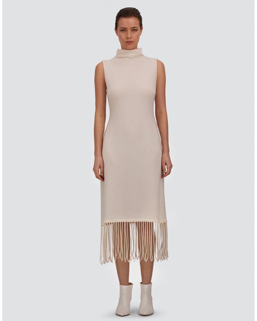 Herno White Wool And Cashmere Stocking-Stitch Dress