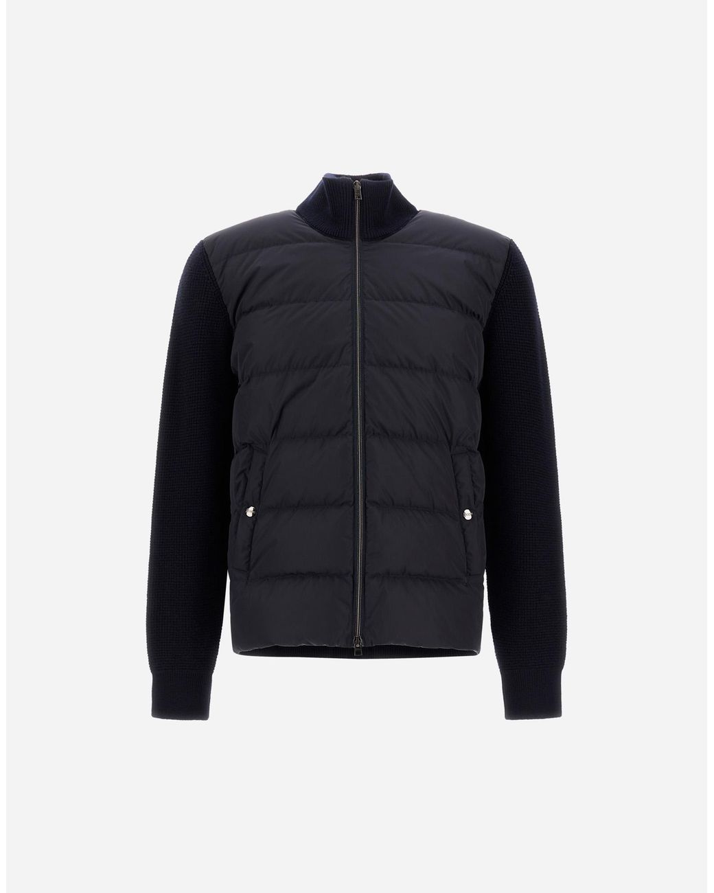 Herno Blue Wool Jacket With A Waffle-Knit Texture And Nylon for men