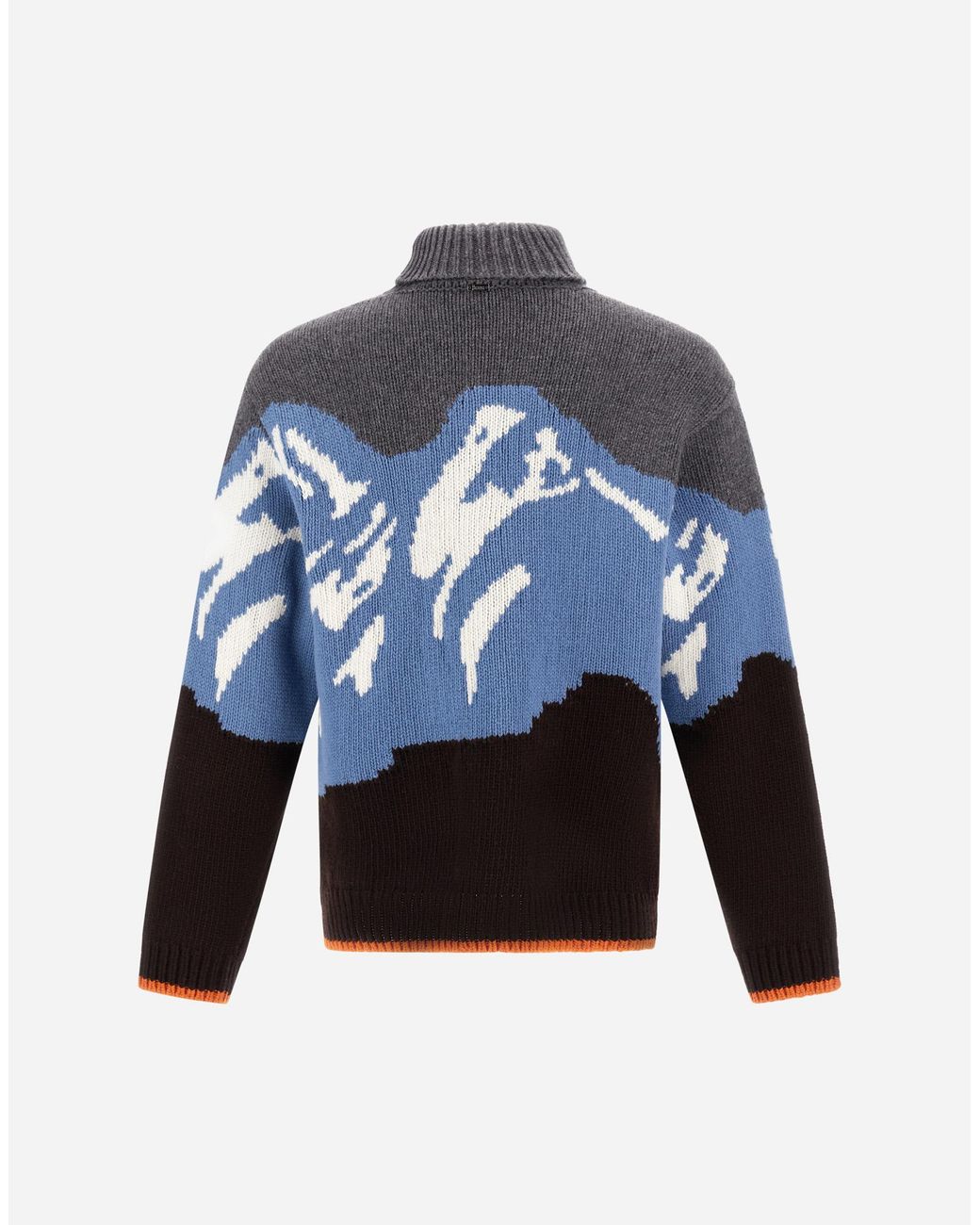 Herno Blue Wool Jacquard Roll-Neck Jumper With Graphic Motif for men