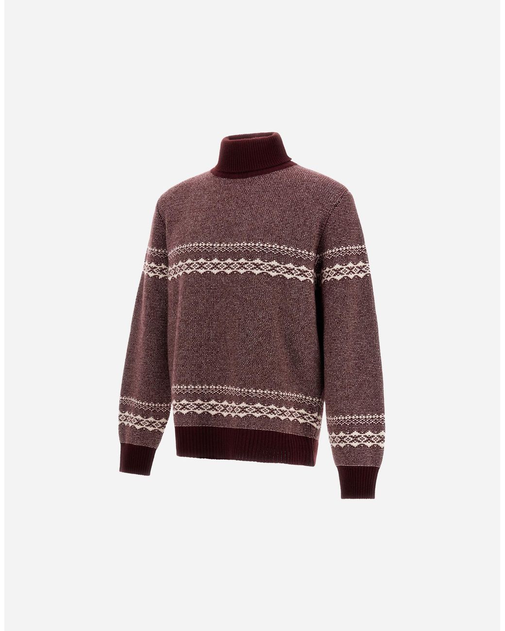 Herno Purple Wool And Cashmere Roll-Neck Jumper With Norwegian Pattern for men