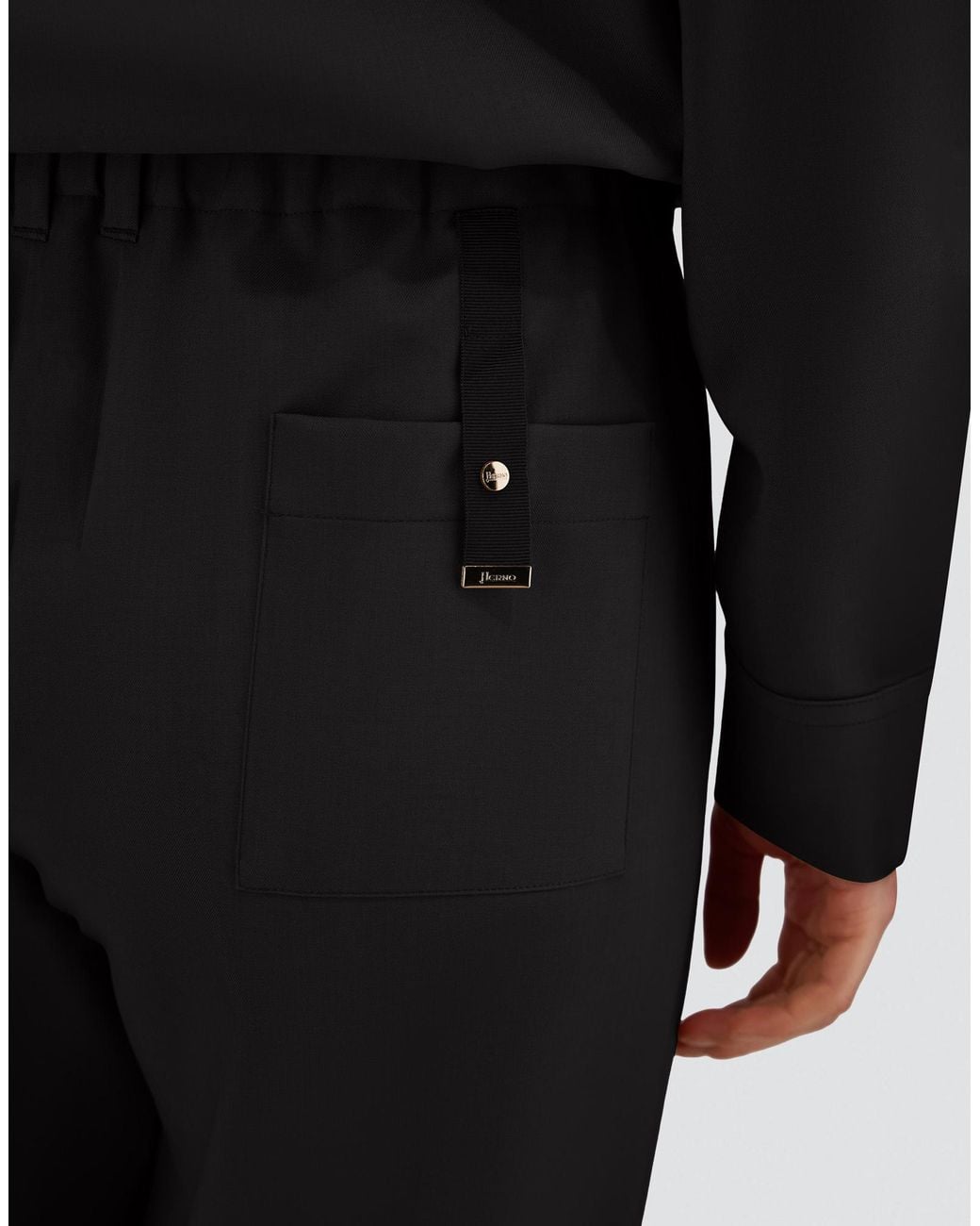 Herno Black Flannel Touch Trousers