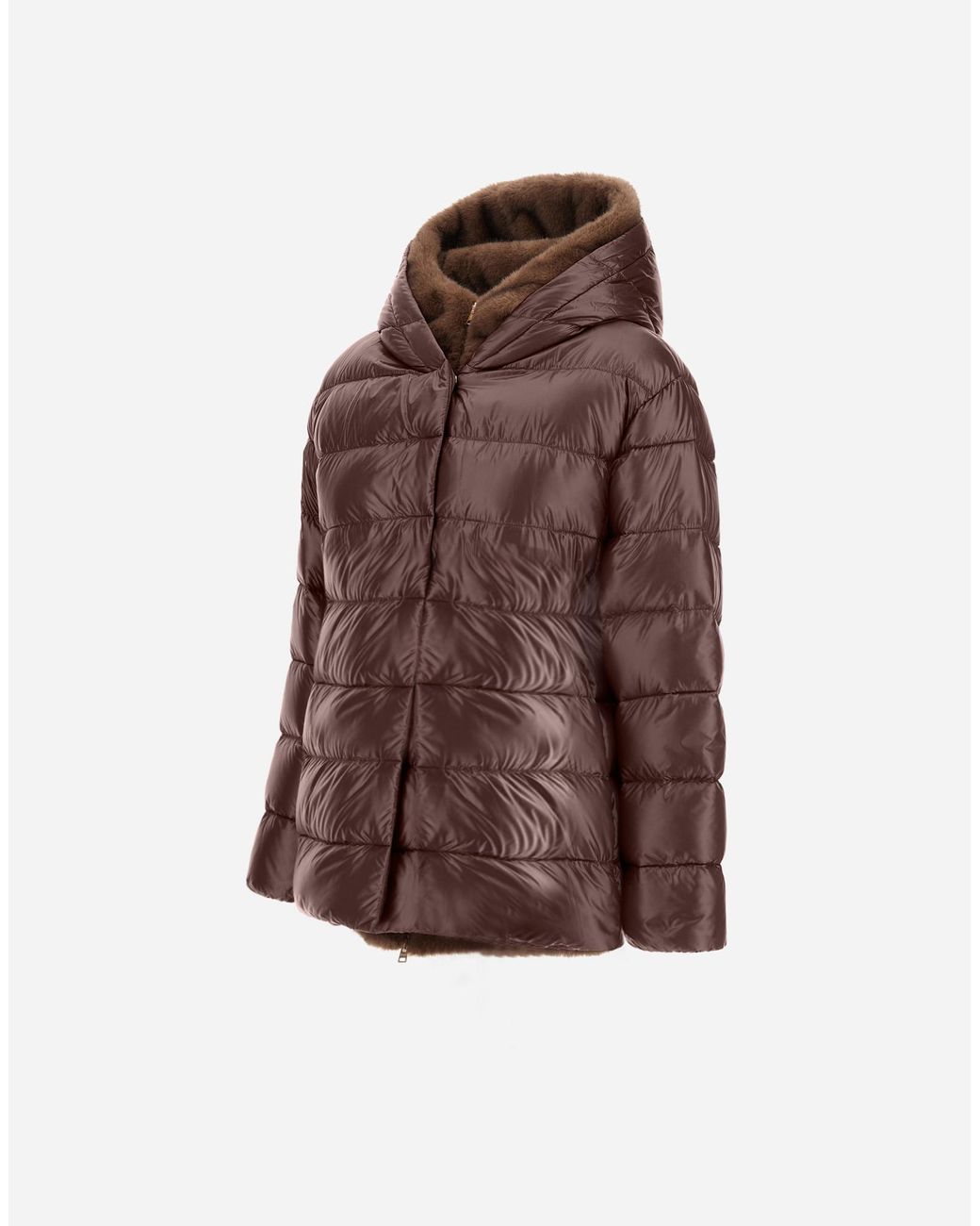Herno Brown Nylon Ultralight And Melange Mink-Effect Jacket