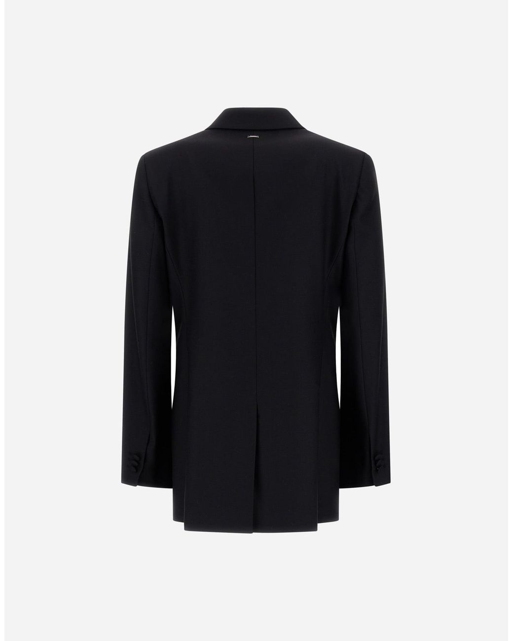 Herno Black Stretch Wool Gabardine And Satin Blazer
