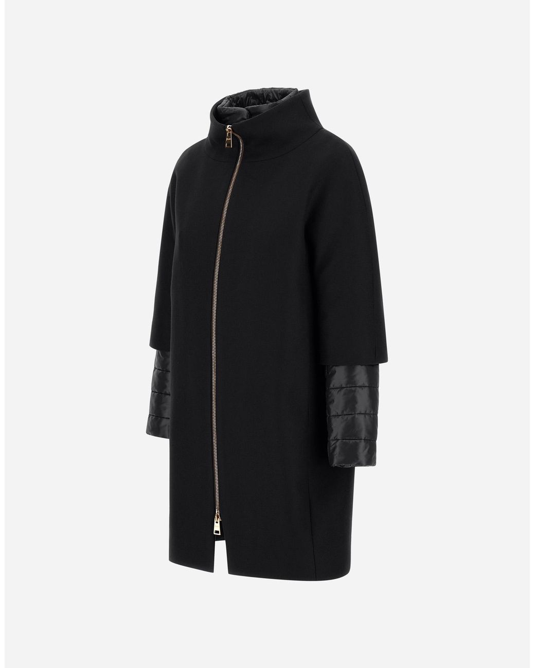 Herno Black Ecowool And Nylon Ultralight Coat