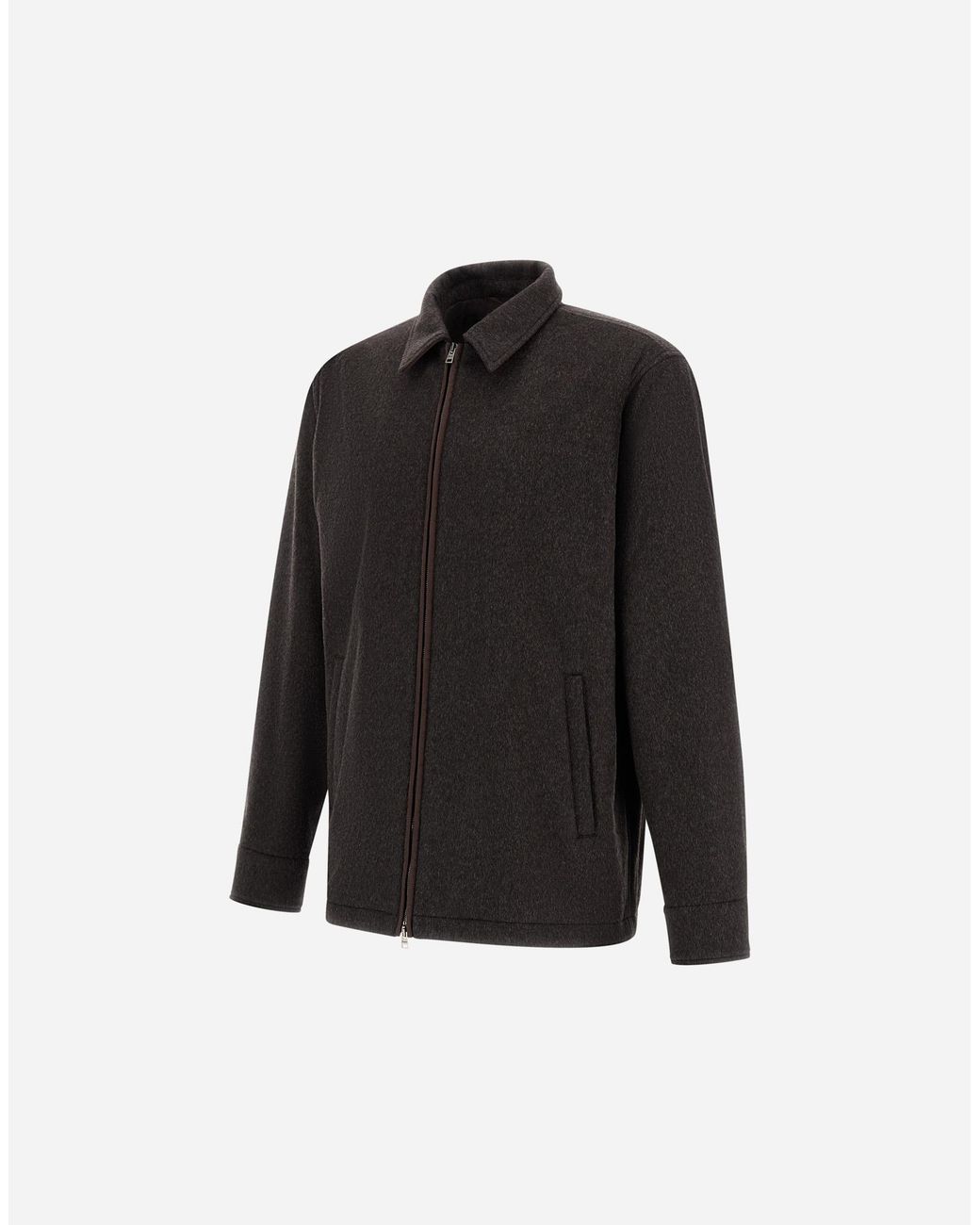Herno Black Cashmere Cloth, Mohair And Suede-Effect Shacket for men