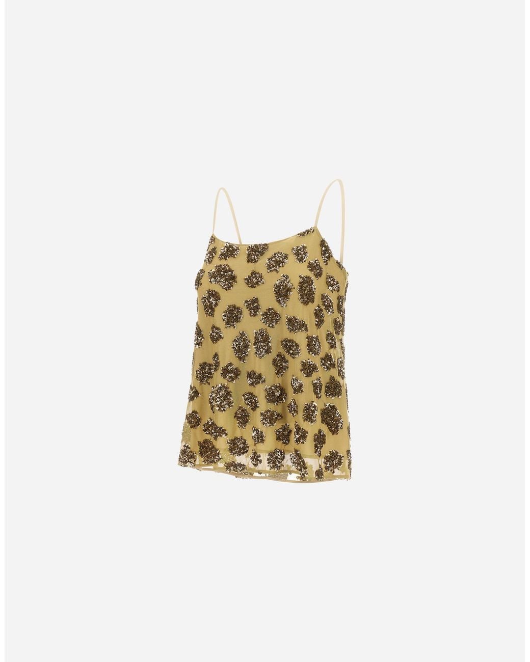 Herno Natural Sequin Mesh Top