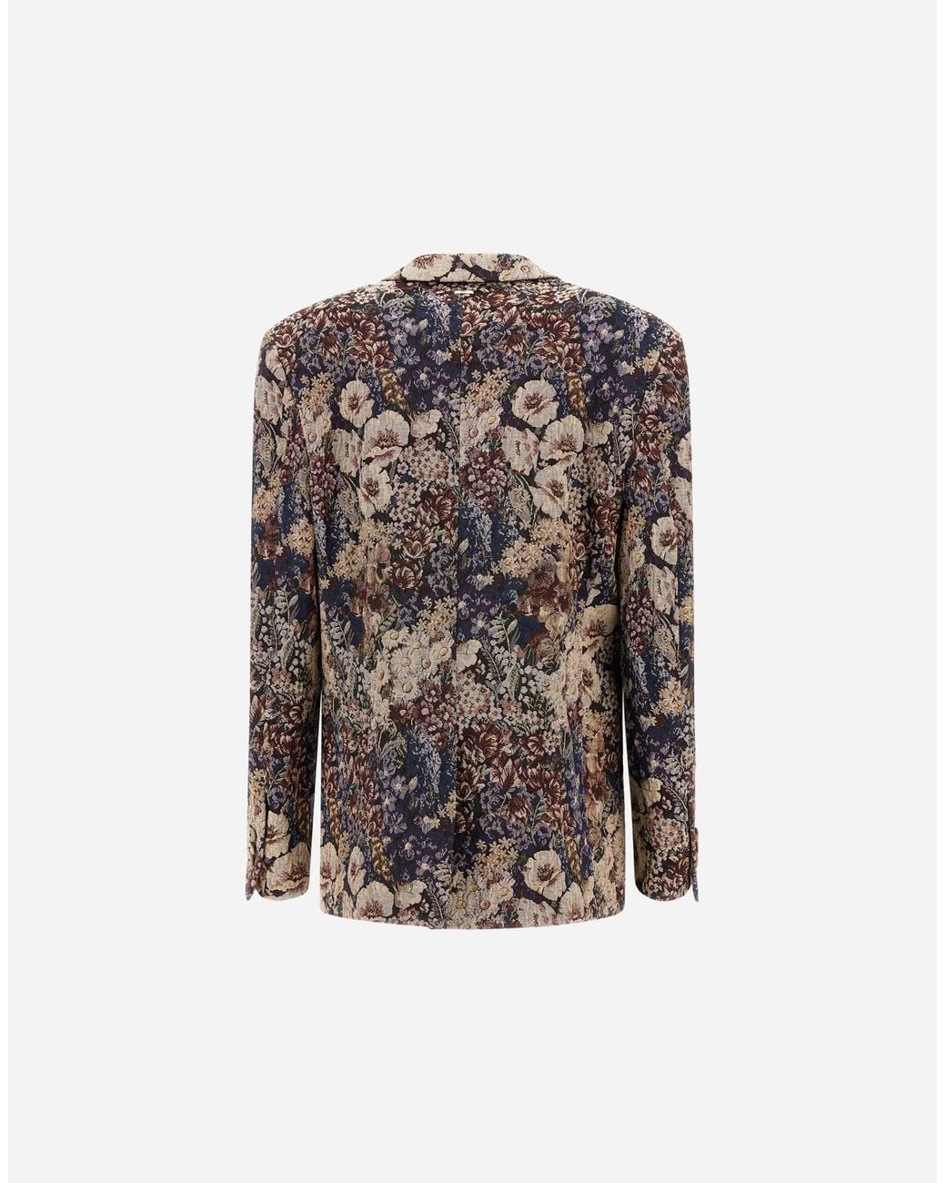 Herno Blue Floral-Motif Jacquard Blazer