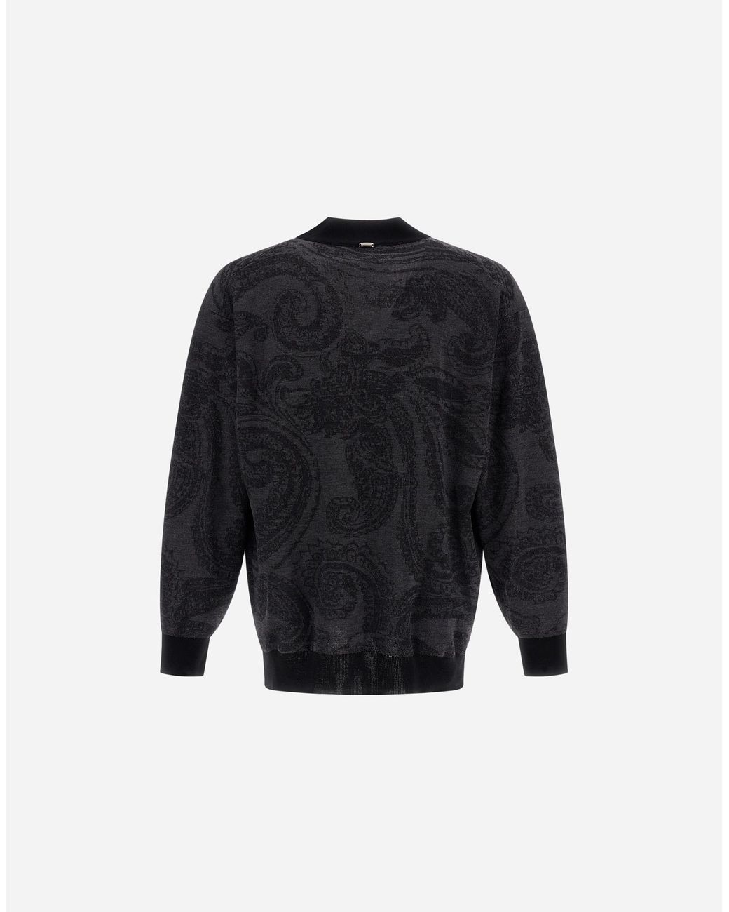 Herno Blue Wool Jacquard Cardigan With Paisley Motif for men