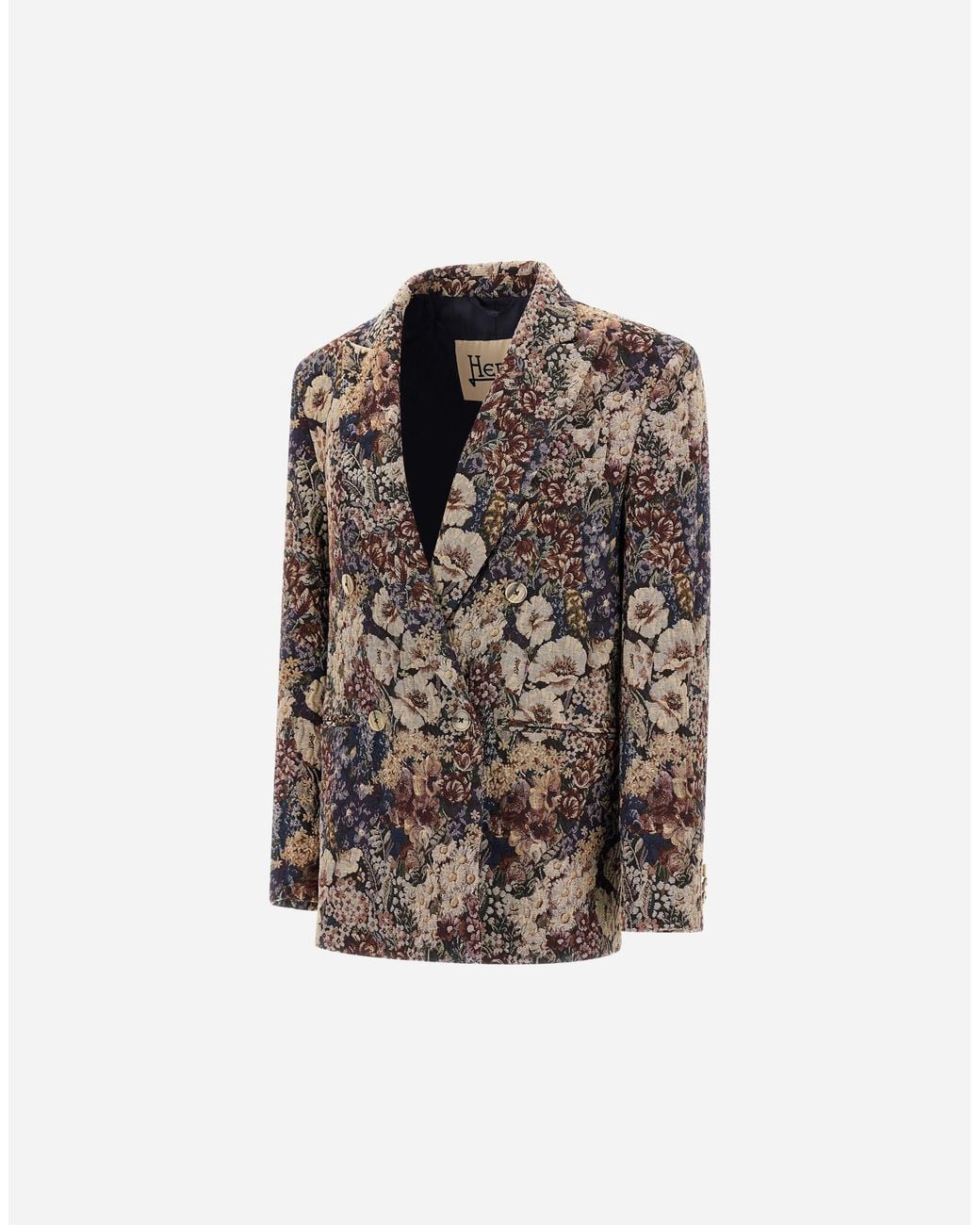 Herno Blue Floral-Motif Jacquard Blazer