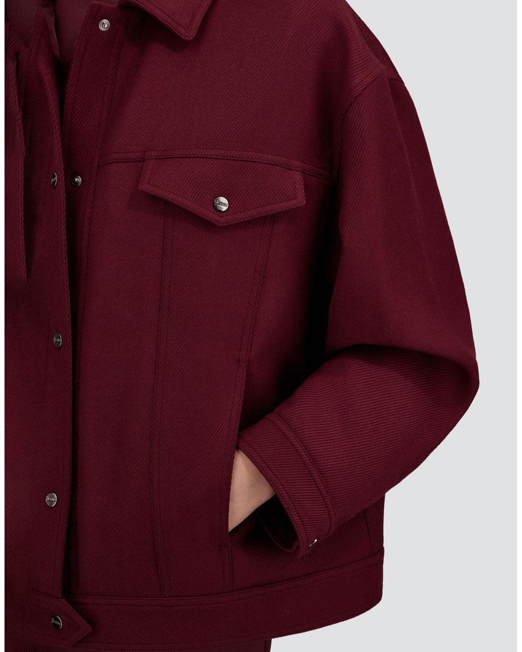 Herno Red Wool Jacket With Cavalry Twill Effect