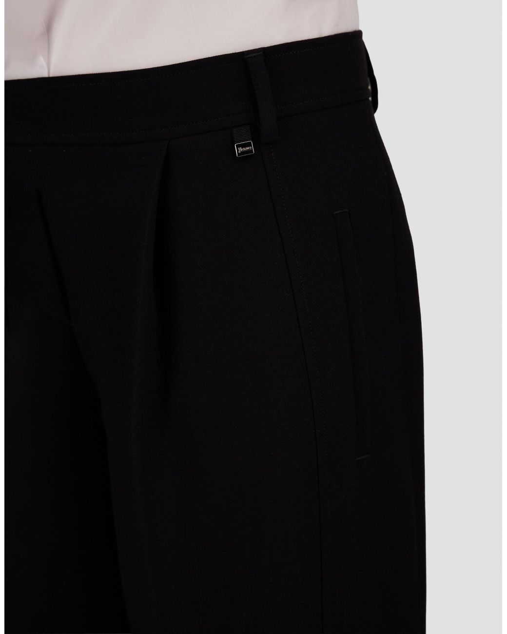 Herno Black Fluid Twill Trousers