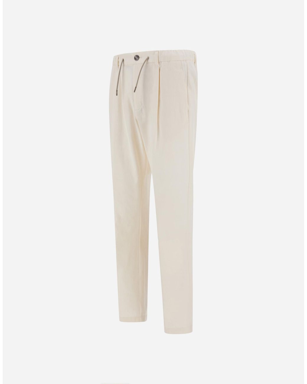 Herno White Cotton And Cashmere Canvas Trousers for men