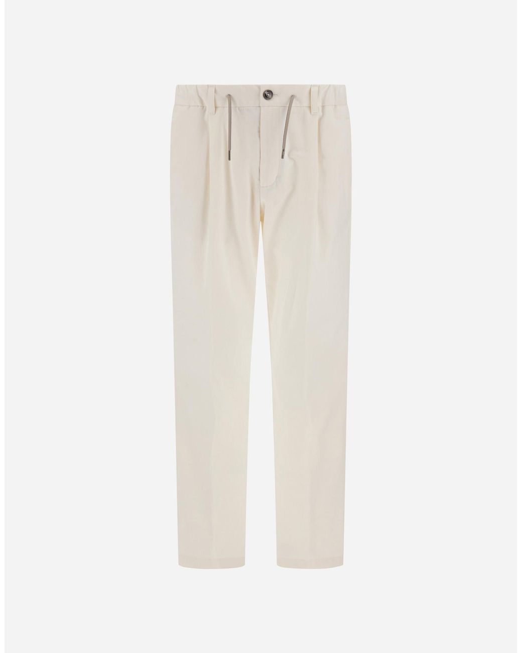 Herno White Cotton And Cashmere Canvas Trousers for men