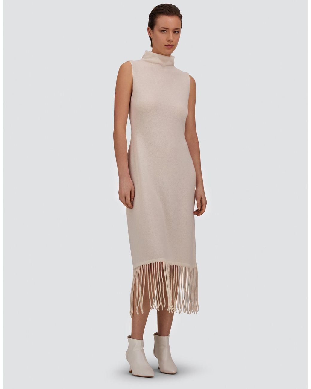 Herno White Wool And Cashmere Stocking-Stitch Dress