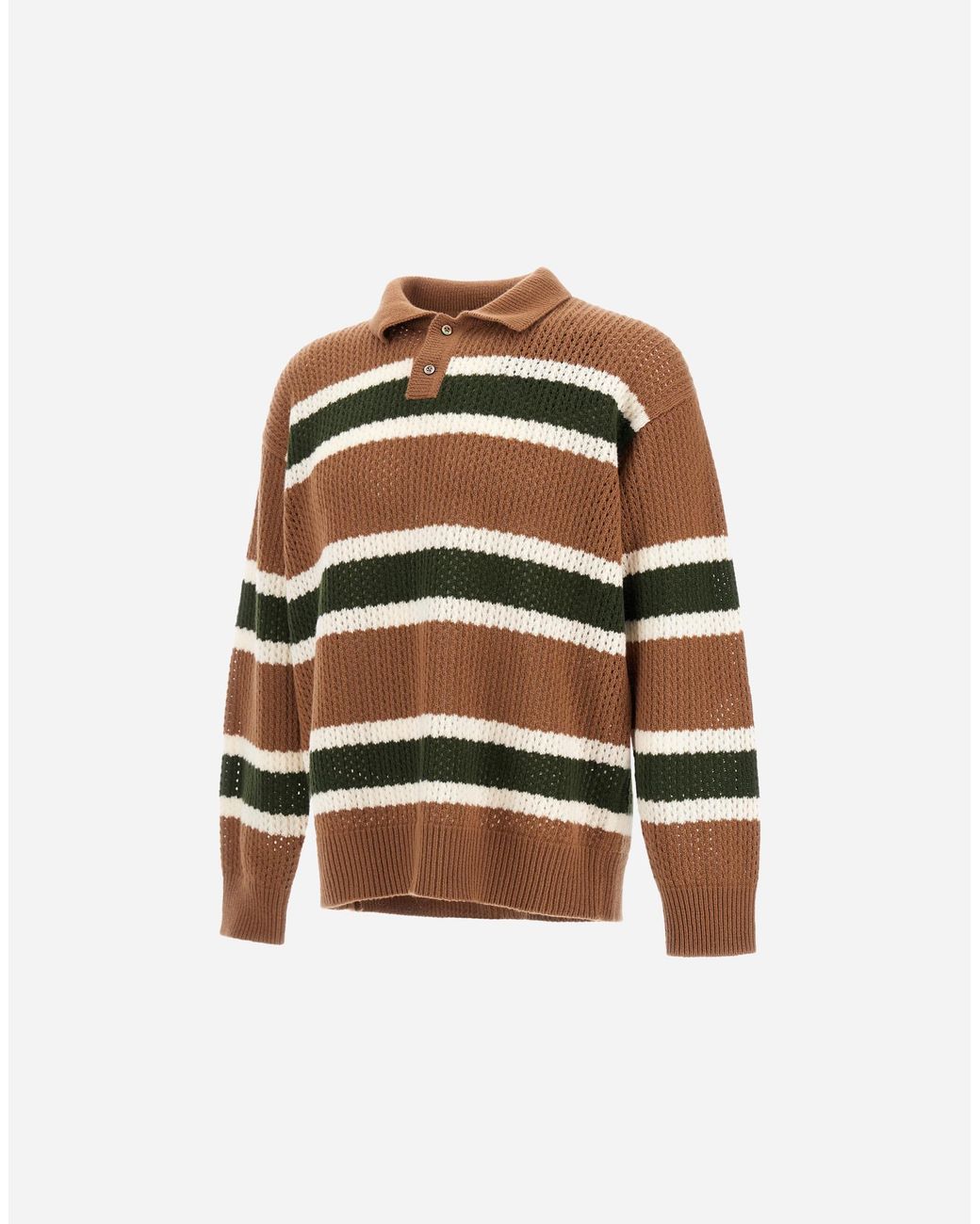 Herno Multicolor Wool Polo Shirt With Openwork Knit for men