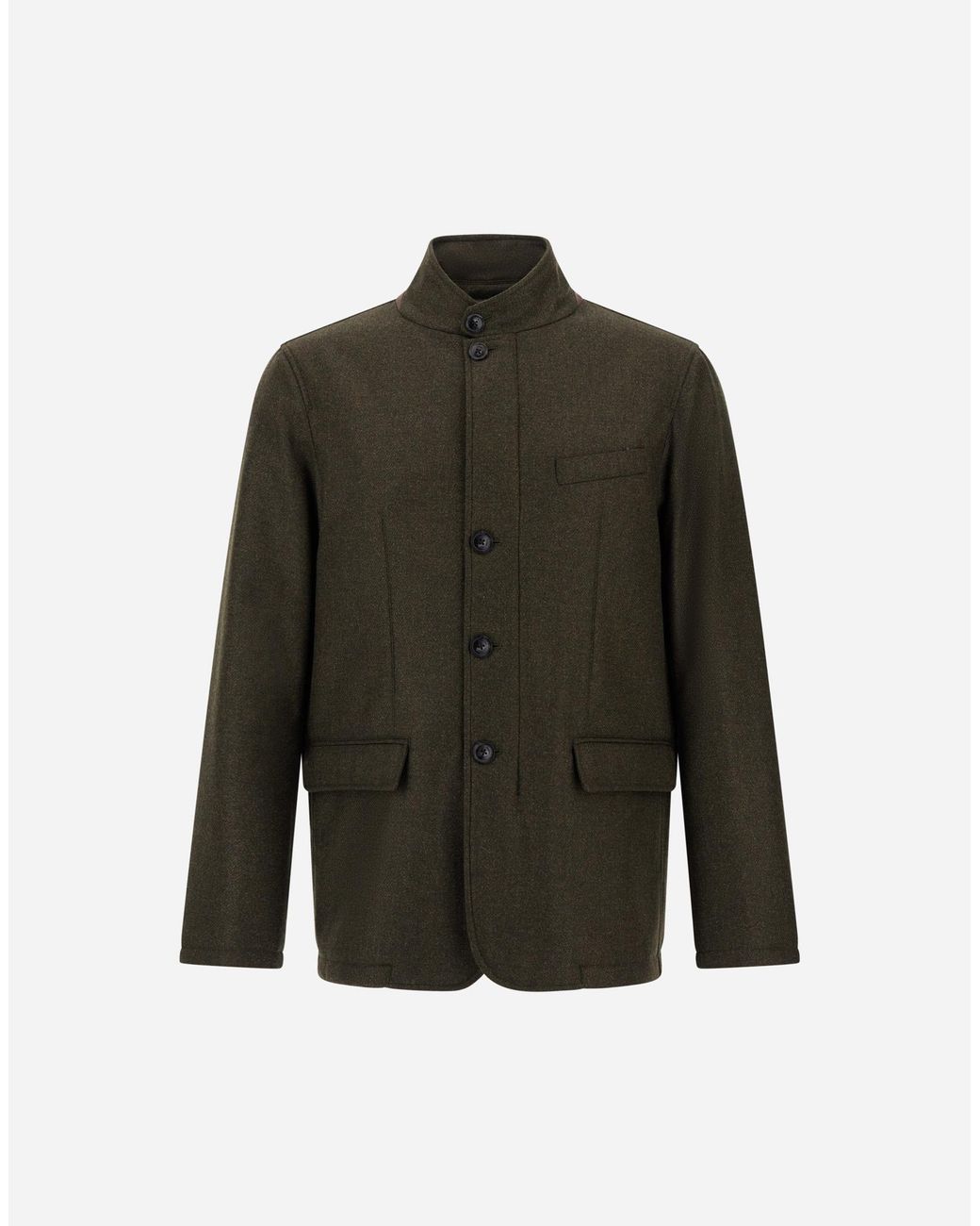 Herno Green Wool, Silk And Suede Effect Jacket for men
