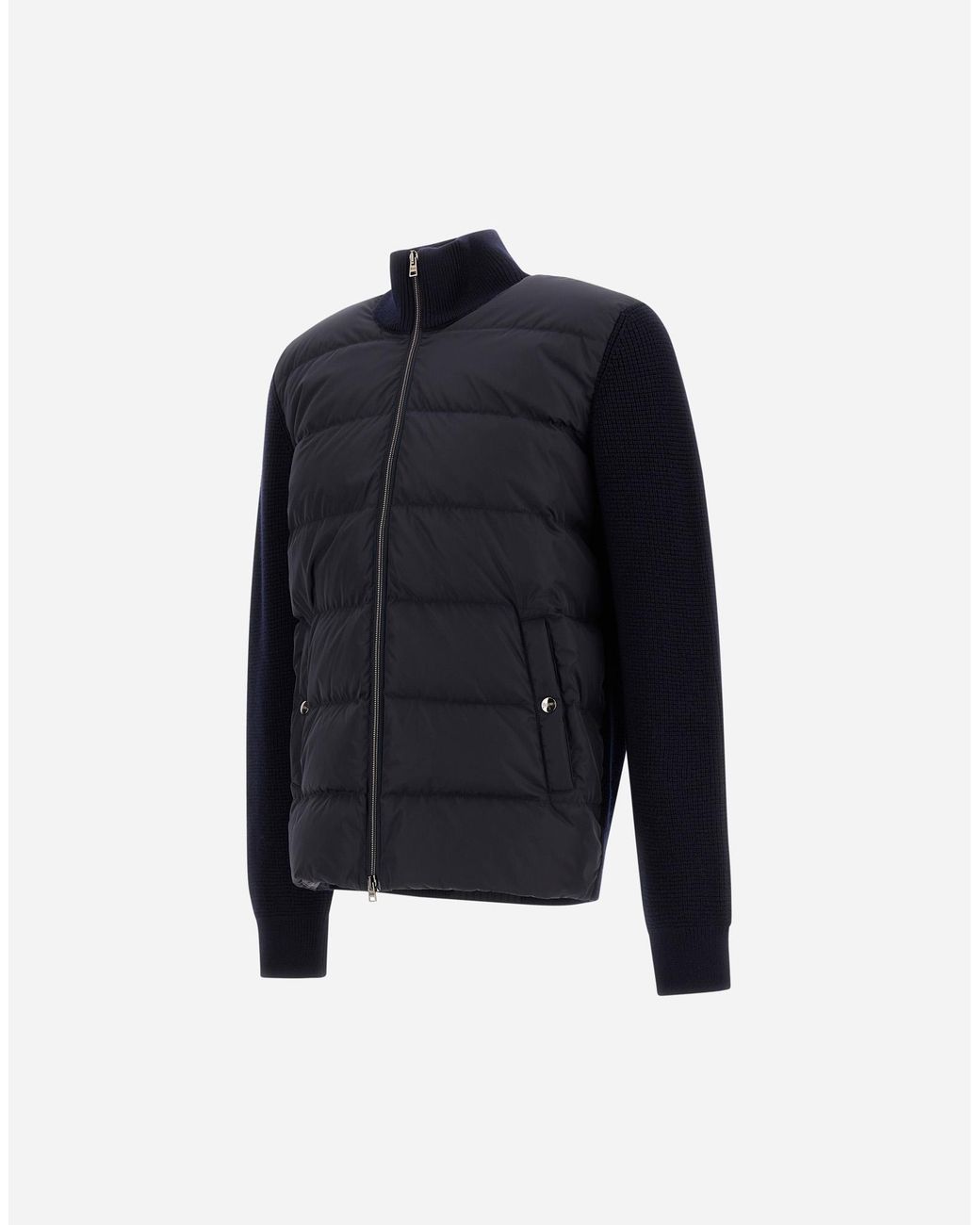 Herno Blue Wool Jacket With A Waffle-Knit Texture And Nylon for men