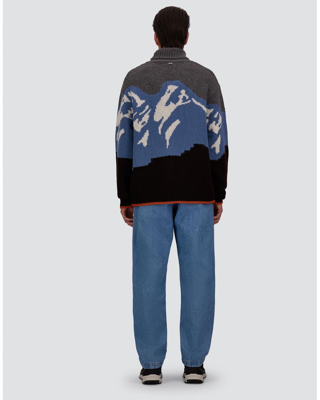 Herno Blue Wool Jacquard Roll-Neck Jumper With Graphic Motif for men