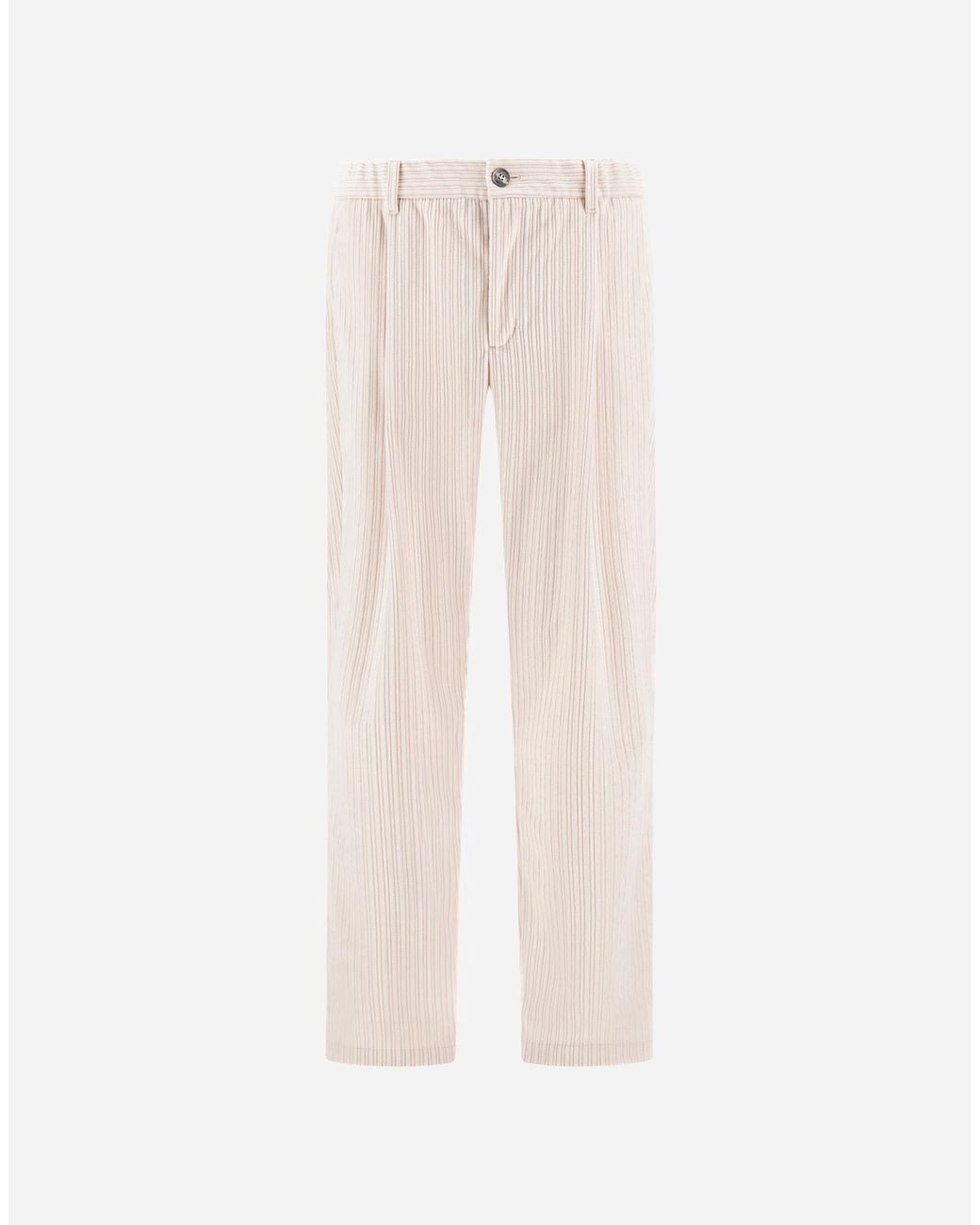 Herno White Corduroy Trousers for men