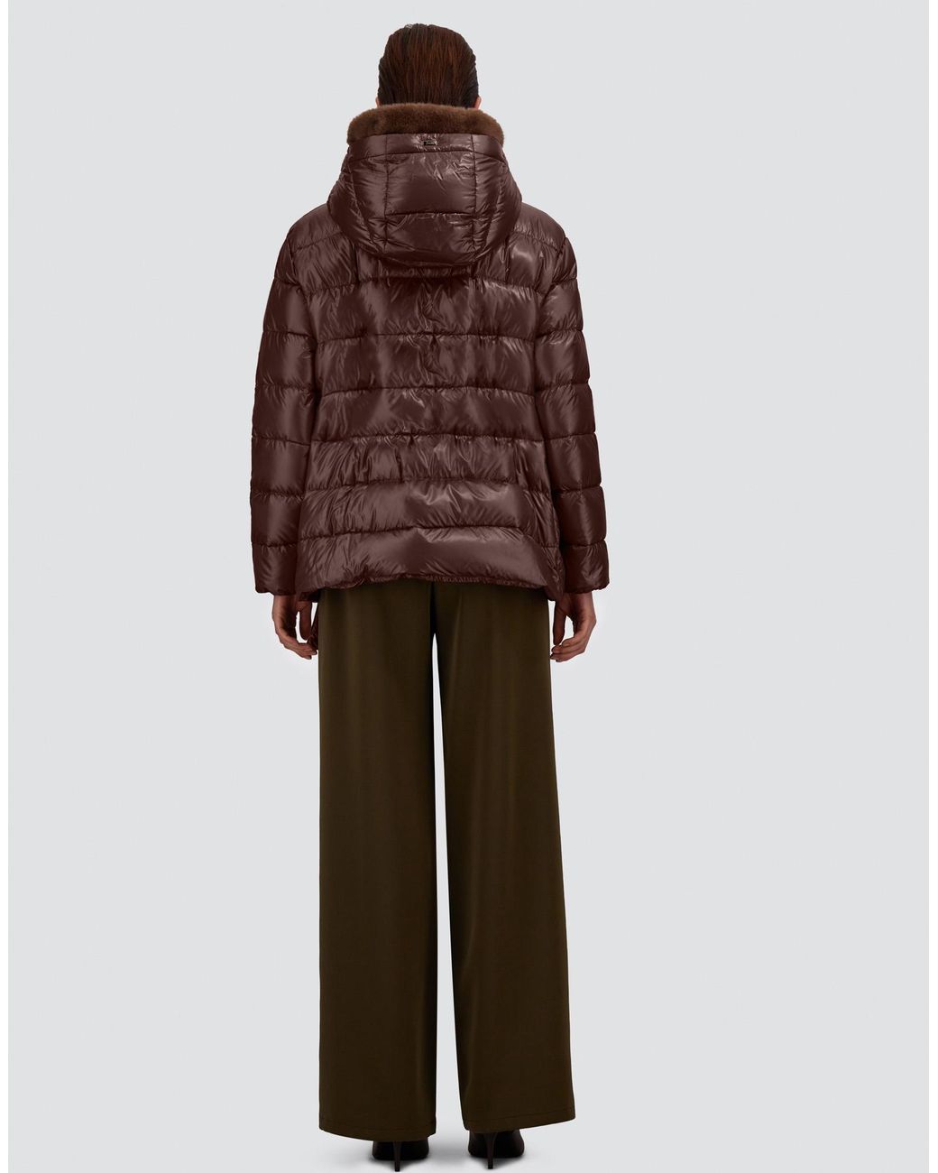 Herno Brown Nylon Ultralight And Melange Mink-Effect Jacket