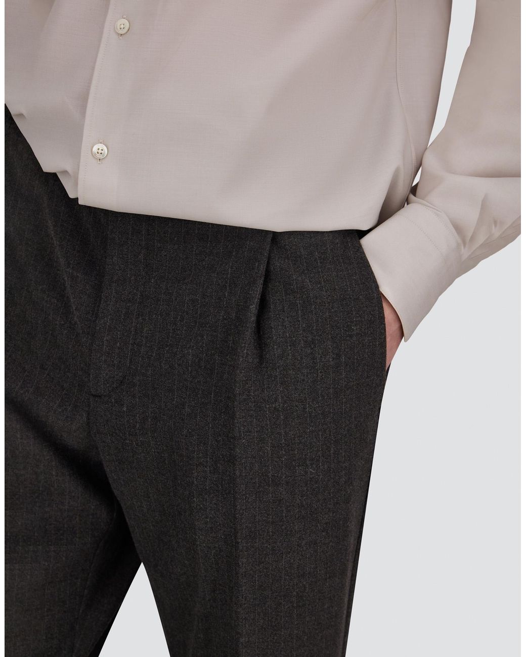 Herno Black Pinstriped Technical Fabric Trousers for men
