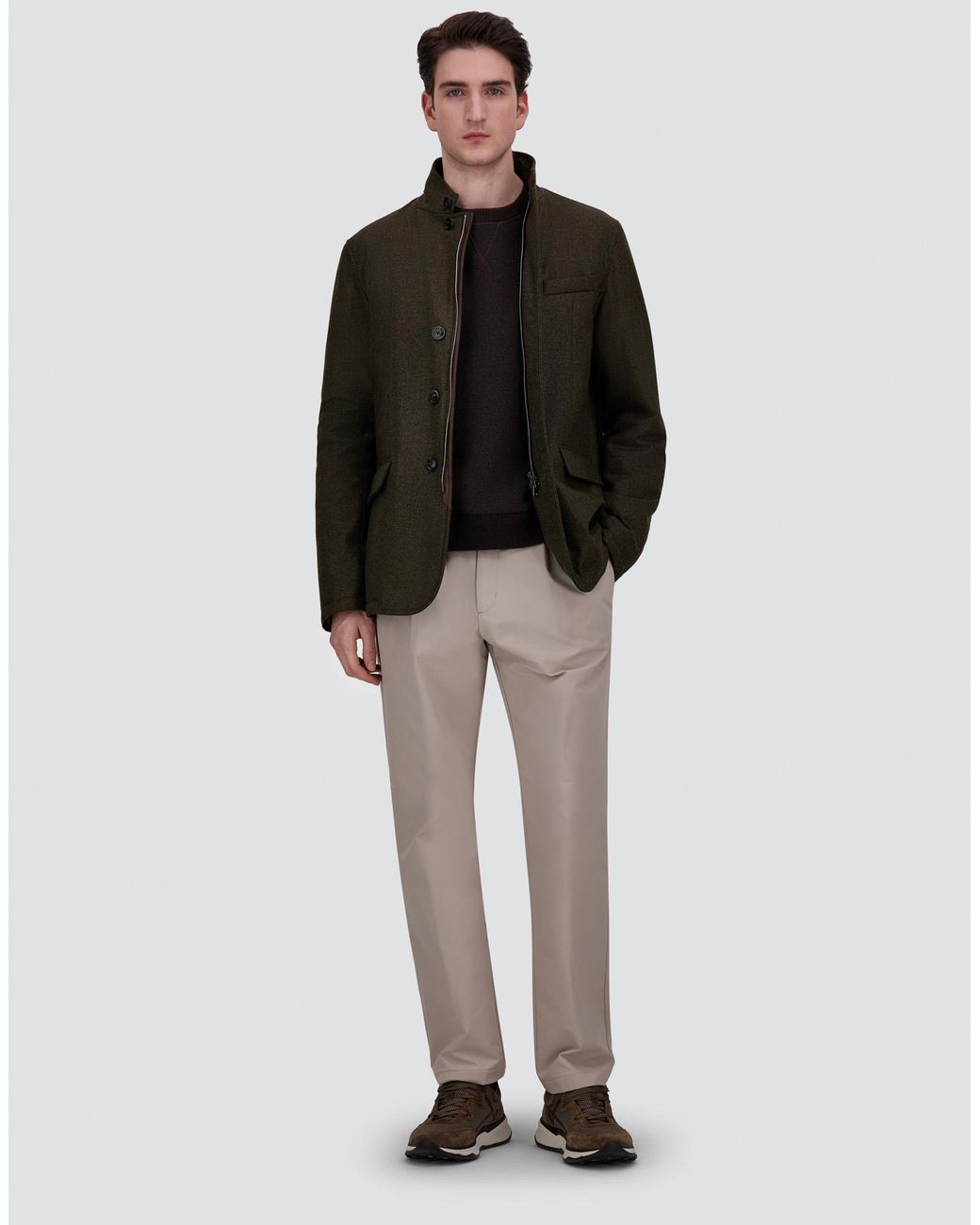 Herno Green Wool, Silk And Suede Effect Jacket for men