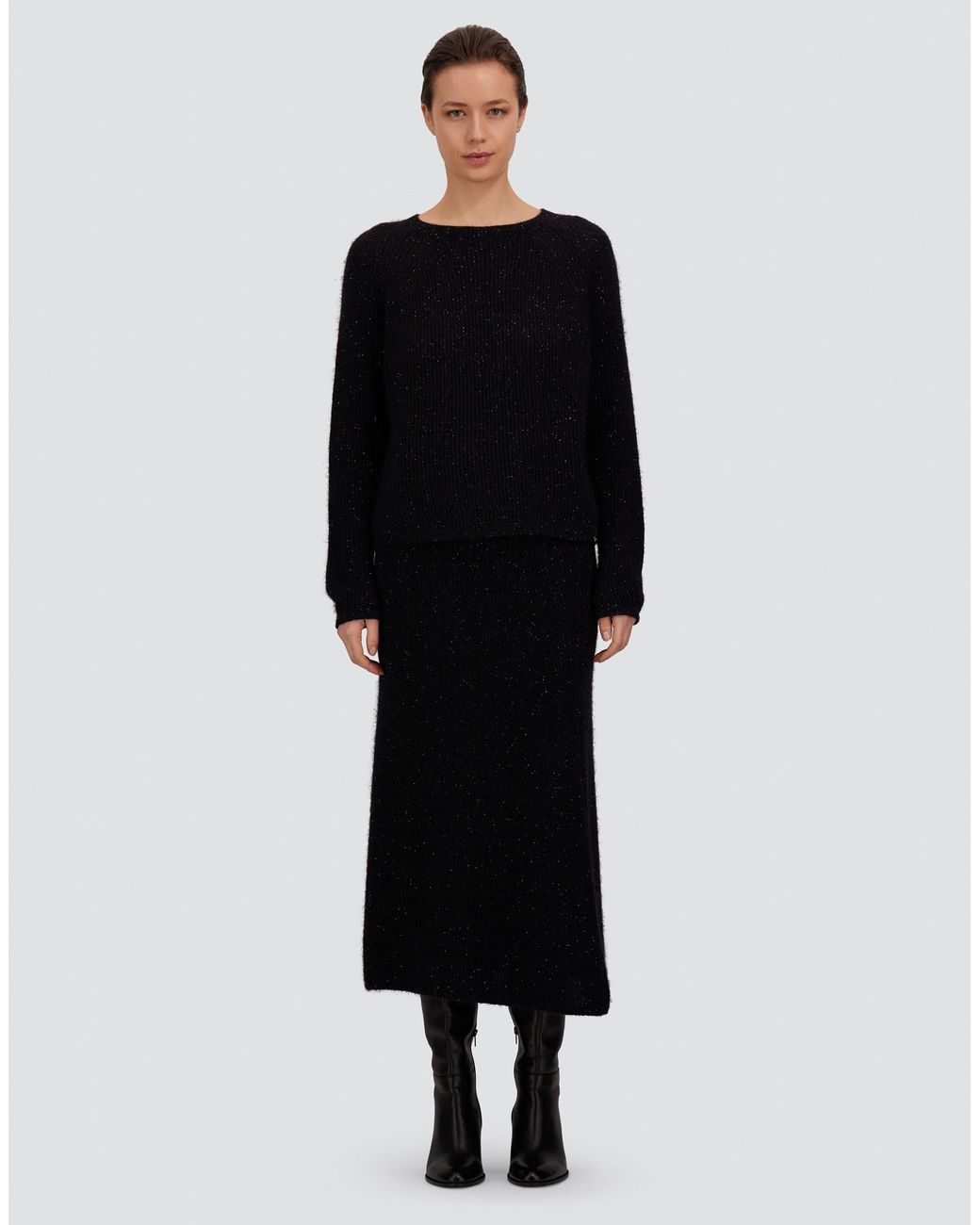 Herno Black Fisherman's Rib Mohair Jumper