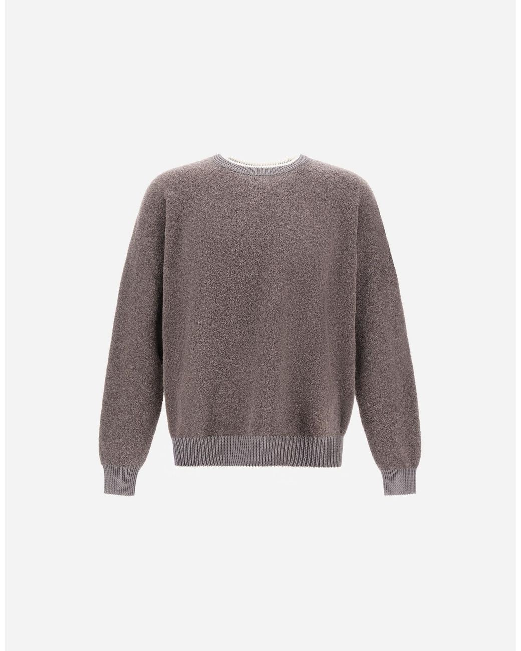 Herno Gray Cashmere And Wool Bouclé Jumper for men