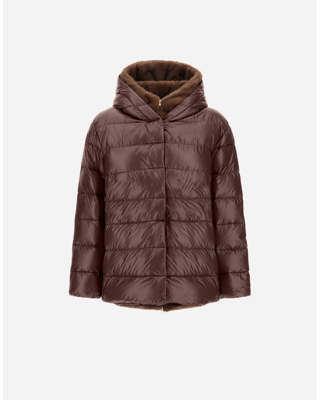 Herno Brown Nylon Ultralight And Melange Mink-Effect Jacket