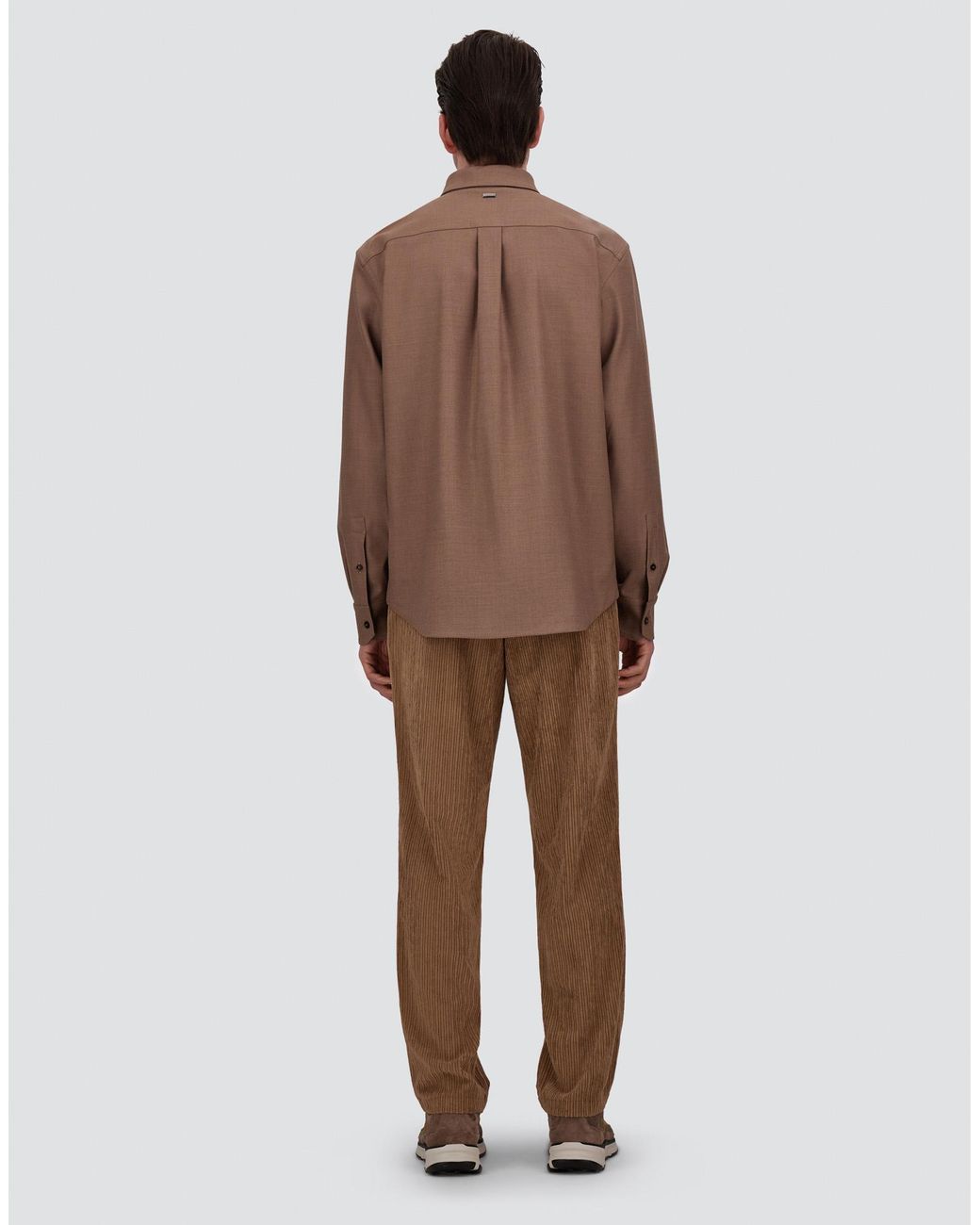 Herno Brown Wool Gabardine Shirt for men