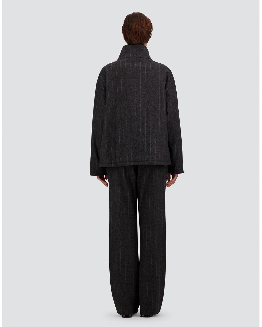 Herno Blue Stretch Wool Jacket With Pinstripe Pattern