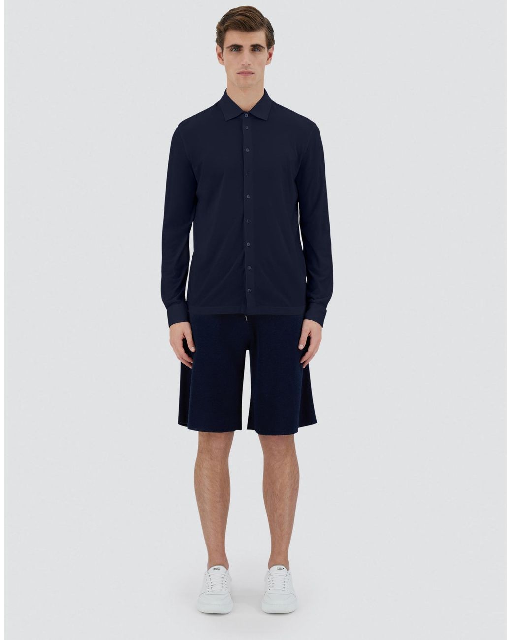 Herno Blue Shirt In Crepe Jersey for men