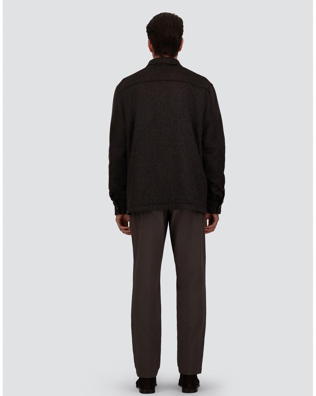 Herno Black Cashmere Cloth, Mohair And Suede-Effect Shacket for men