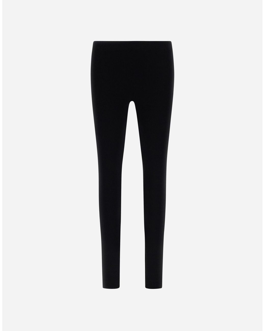 Herno Black Ribbed Wool Leggings