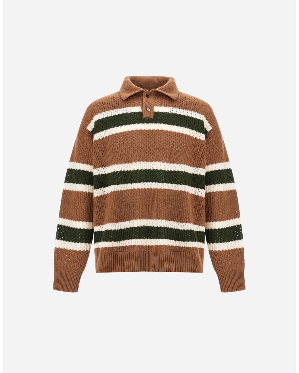 Herno Multicolor Wool Polo Shirt With Openwork Knit for men
