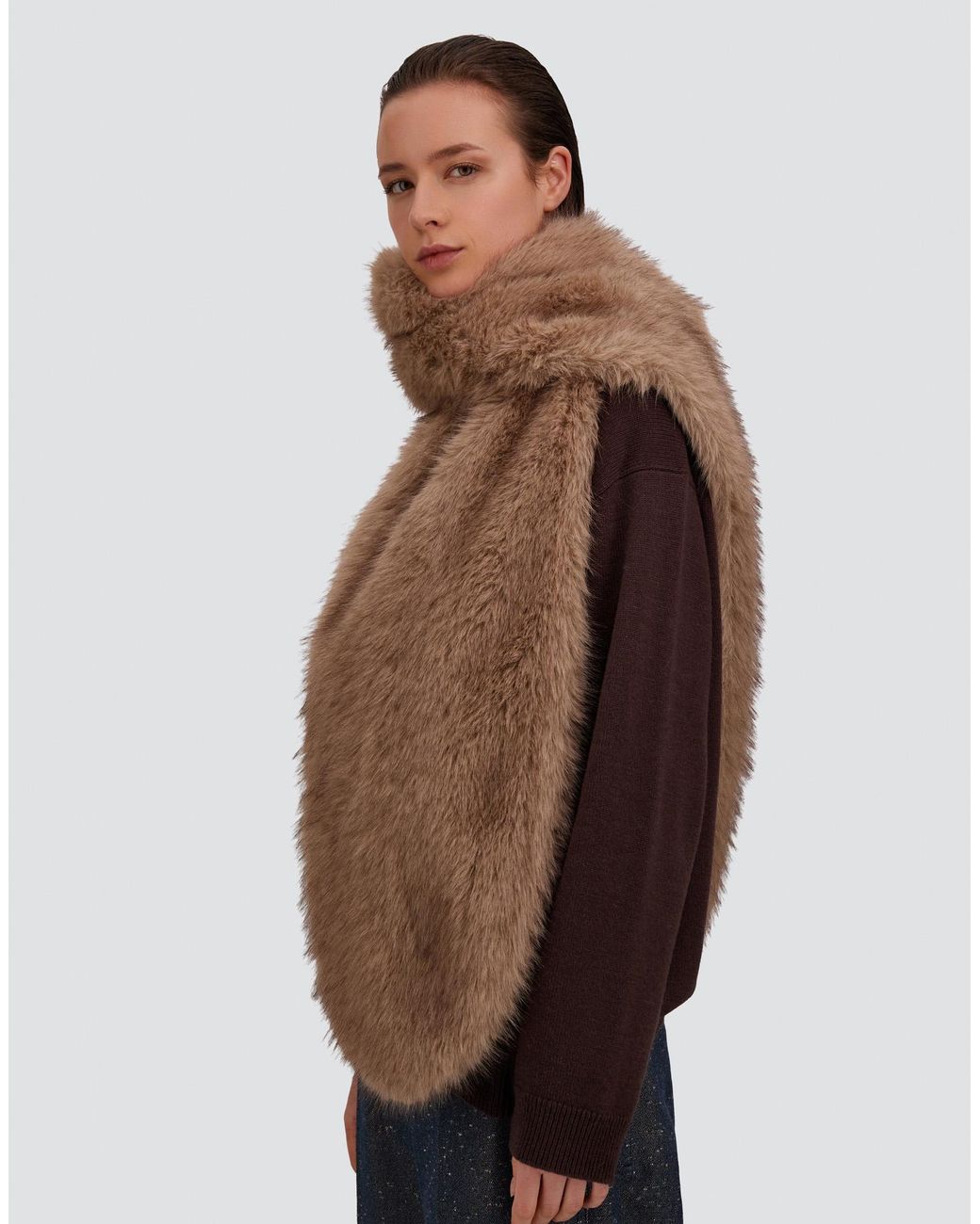 Herno Natural Long-Pile Fur-Touch Scarf