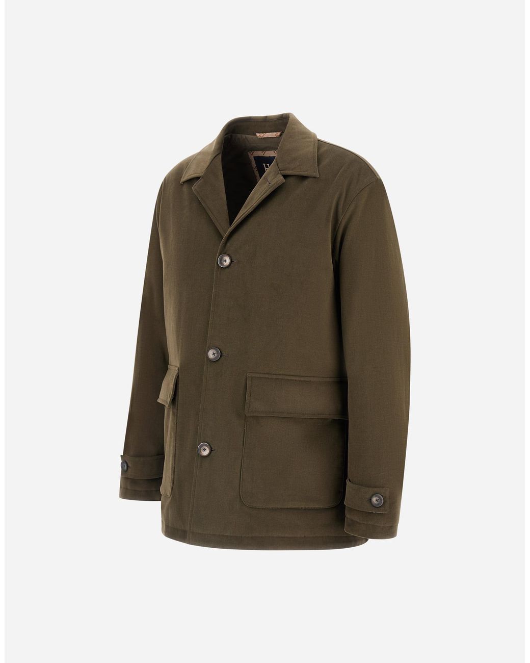 Herno Green Stretch Cotton Velvet And Monogram Shacket for men