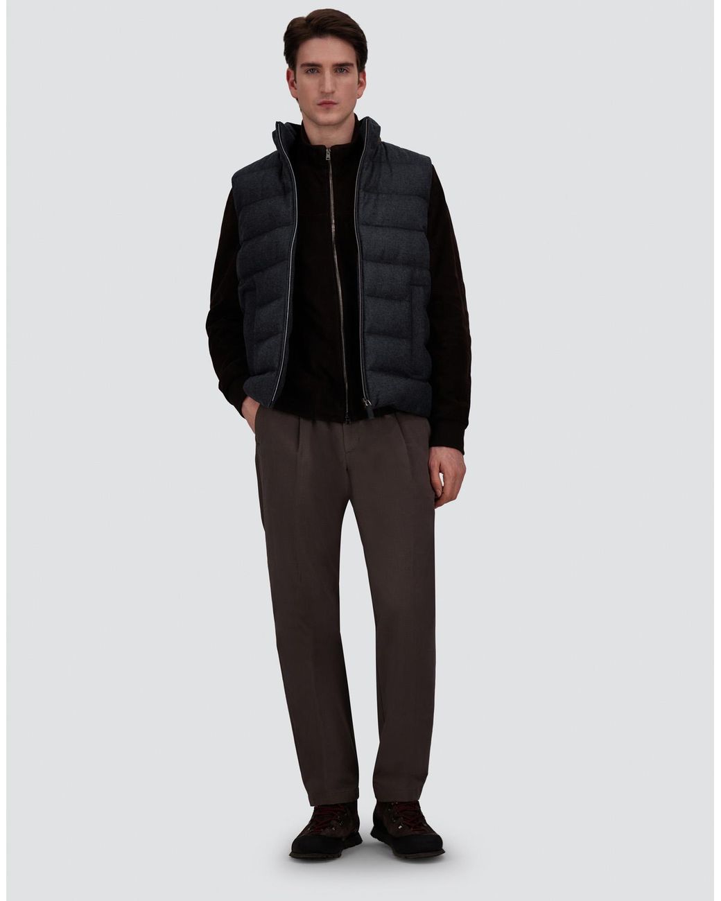 Herno Black Cashmere And Silk Vest With Monogram for men